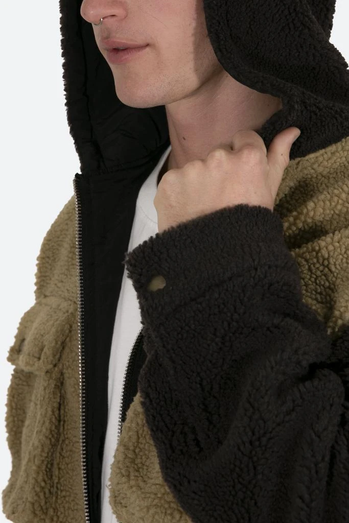 Two Tone Sherpa Zip Up Hoodie - Brown 商品