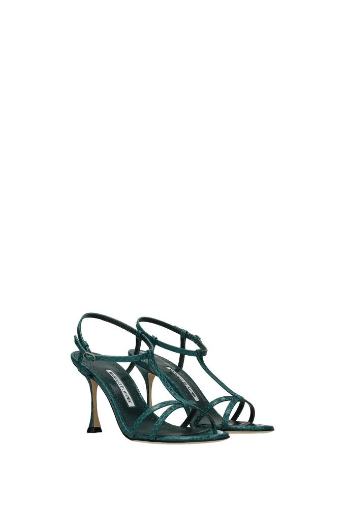 商品Manolo Blahnik|Sandals Leather Snake Green Turquoise,价格¥3349,第2张图片详细描述