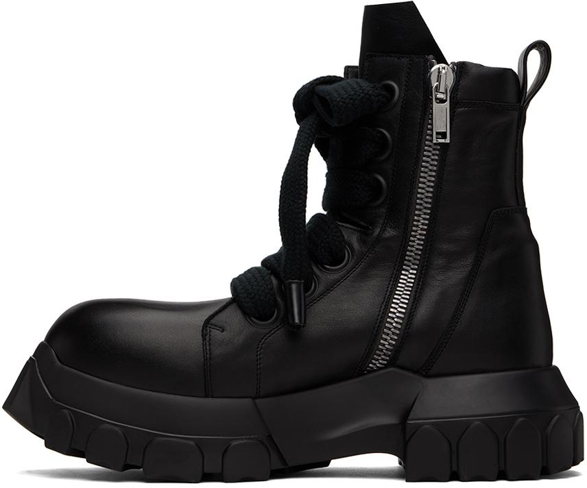 靴 RICK OWENS BOZO TRACTOR LACE UP BOOTS 42 Shop Black Jumbo Laced Bozo Tractor Boots on Sale at BeyondStyle