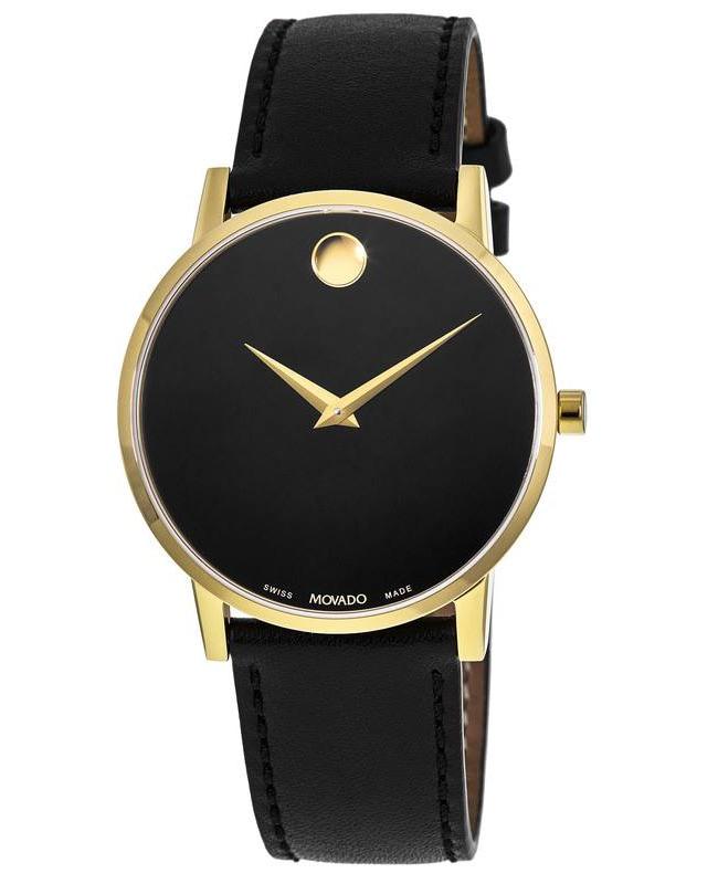 Movado Museum Classic Black Dial Black Leather Strap Men's Watch 0607271商品第1张图片规格展示