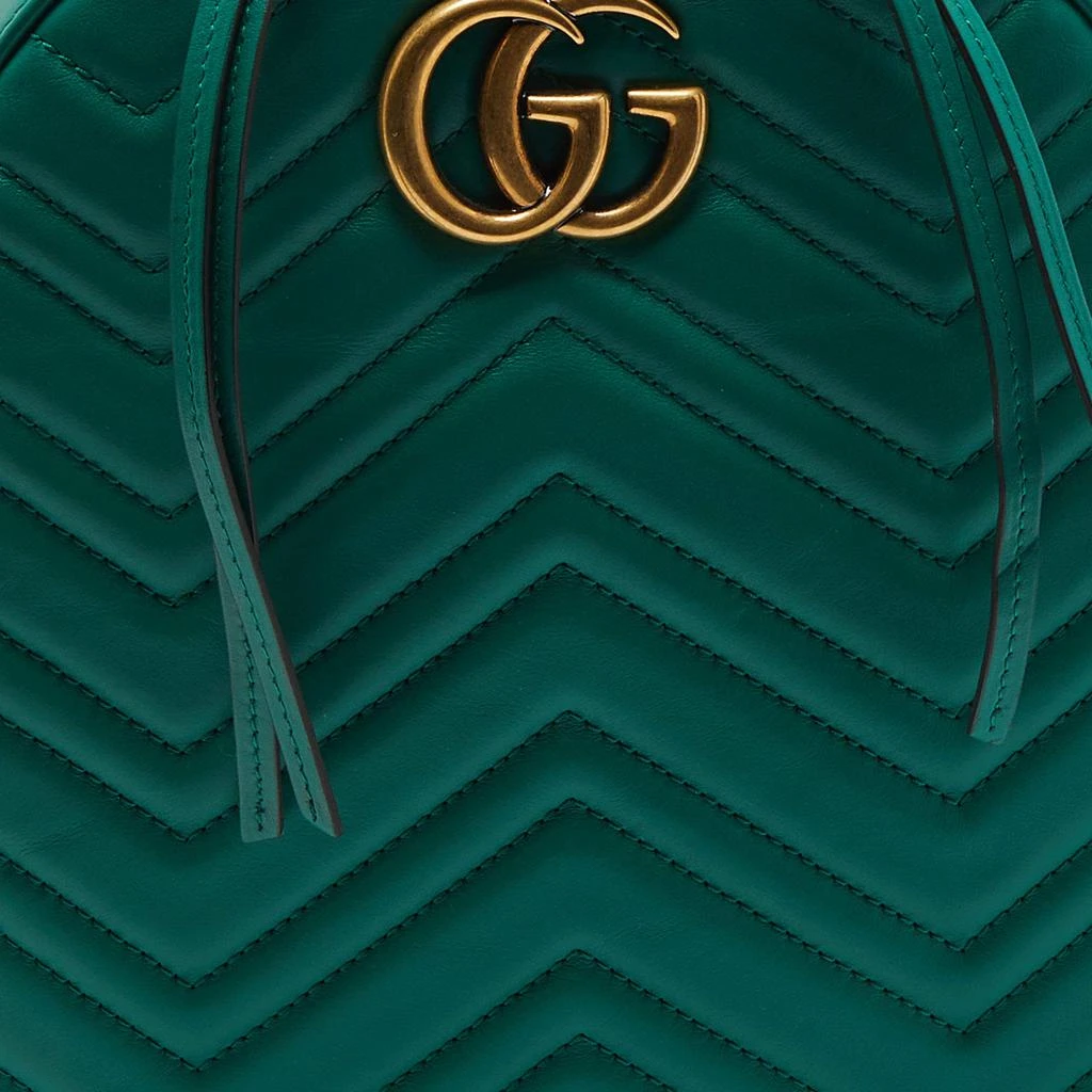 商品[二手商品] Gucci|Gucci Green Matelassé Leather GG Marmont Backpack,价格¥9976,第5张图片详细描述
