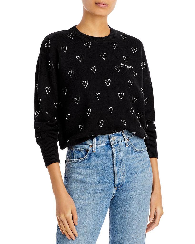 商品AQUA|Crystal Heart Embellished Crewneck Sweater - 100% Exclusive,价格¥737,第1张图片