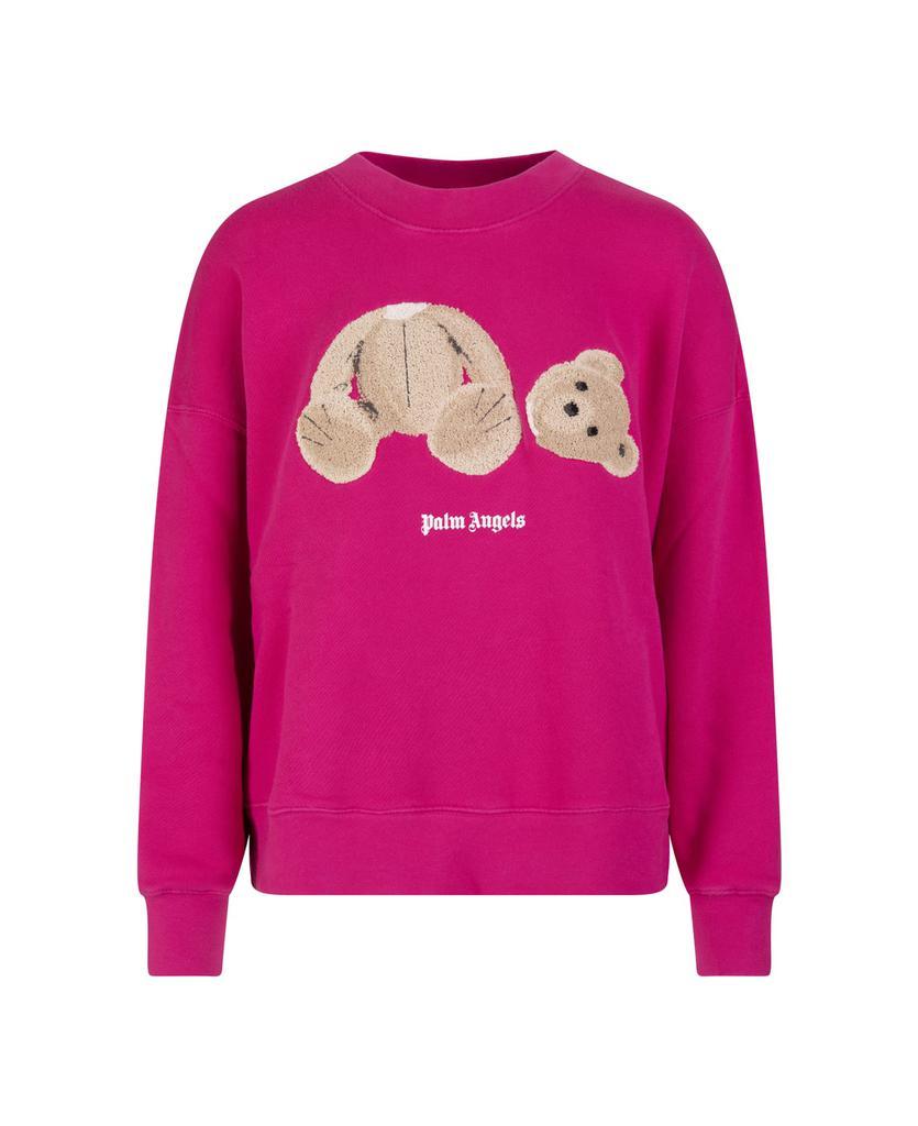 商品Palm Angels|Woman Fuchsia Bear Boxy Fit Sweatshirt,价格¥4216,第1张图片