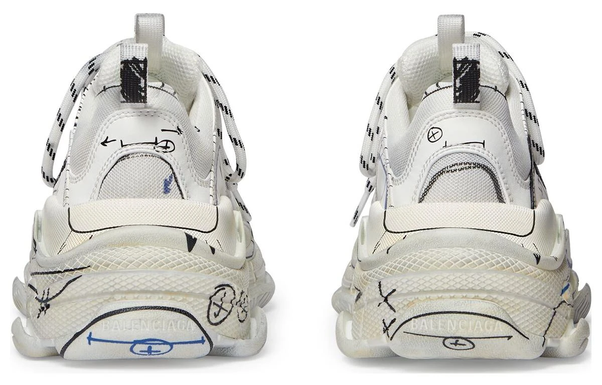 商品[国内直发] Balenciaga|巴黎世家 Triple S 系带 时尚 低帮 老爹鞋 男款 白色 做旧版,价格¥7962,第6张图片详细描述