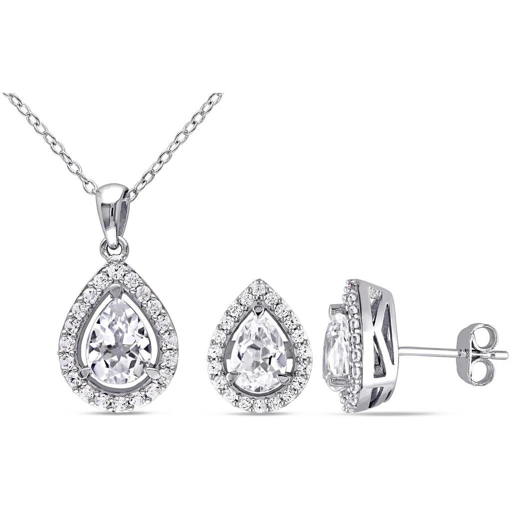 商品Mimi & Max|4 7/8ct TGW Created White Sapphire Necklace and Earrings Set Sterling Silver,价格¥483,第1张图片