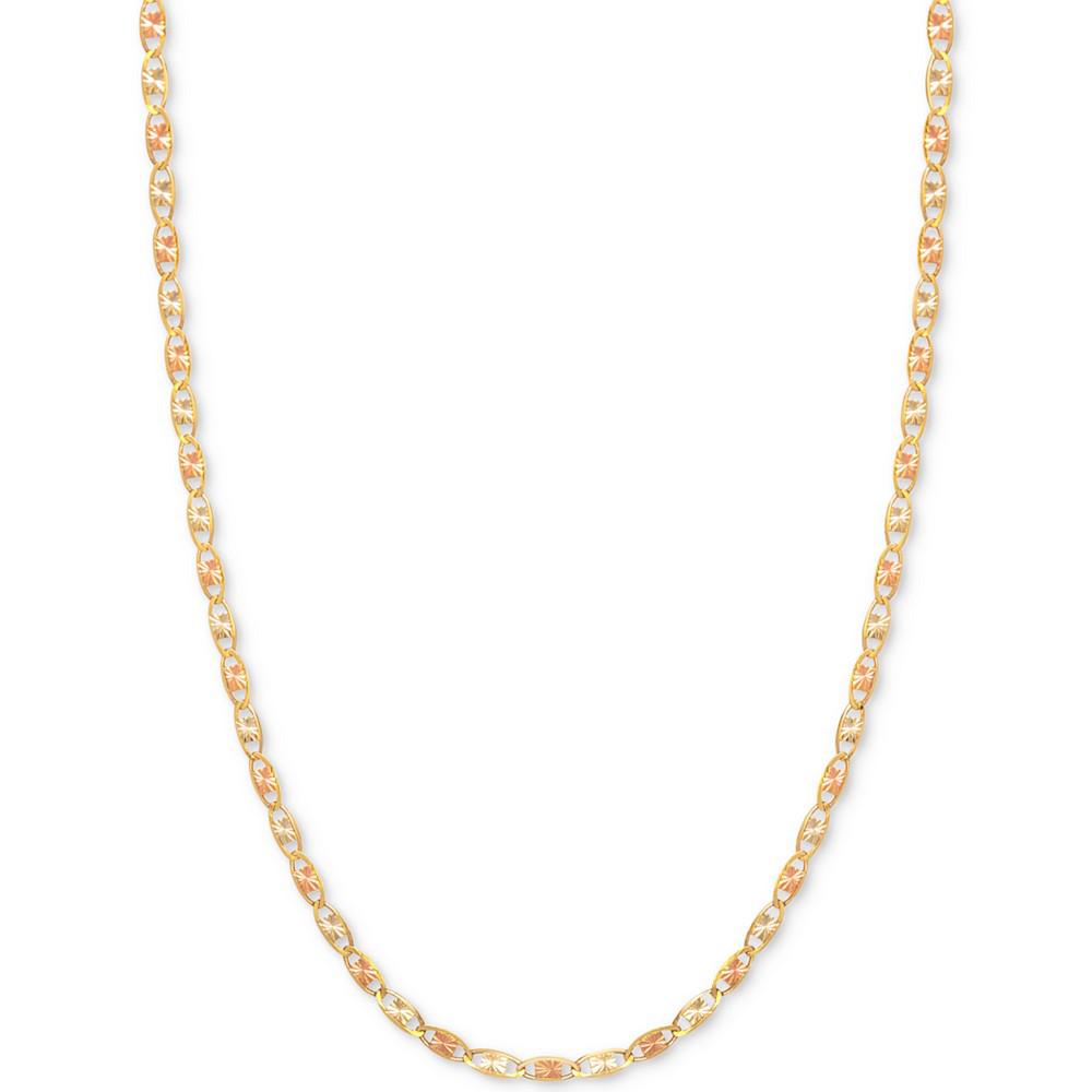 18" Tri-Color Valentina Chain Necklace (1/5mm) in 14k Gold, White Gold & Rose Gold商品第1张图片规格展示