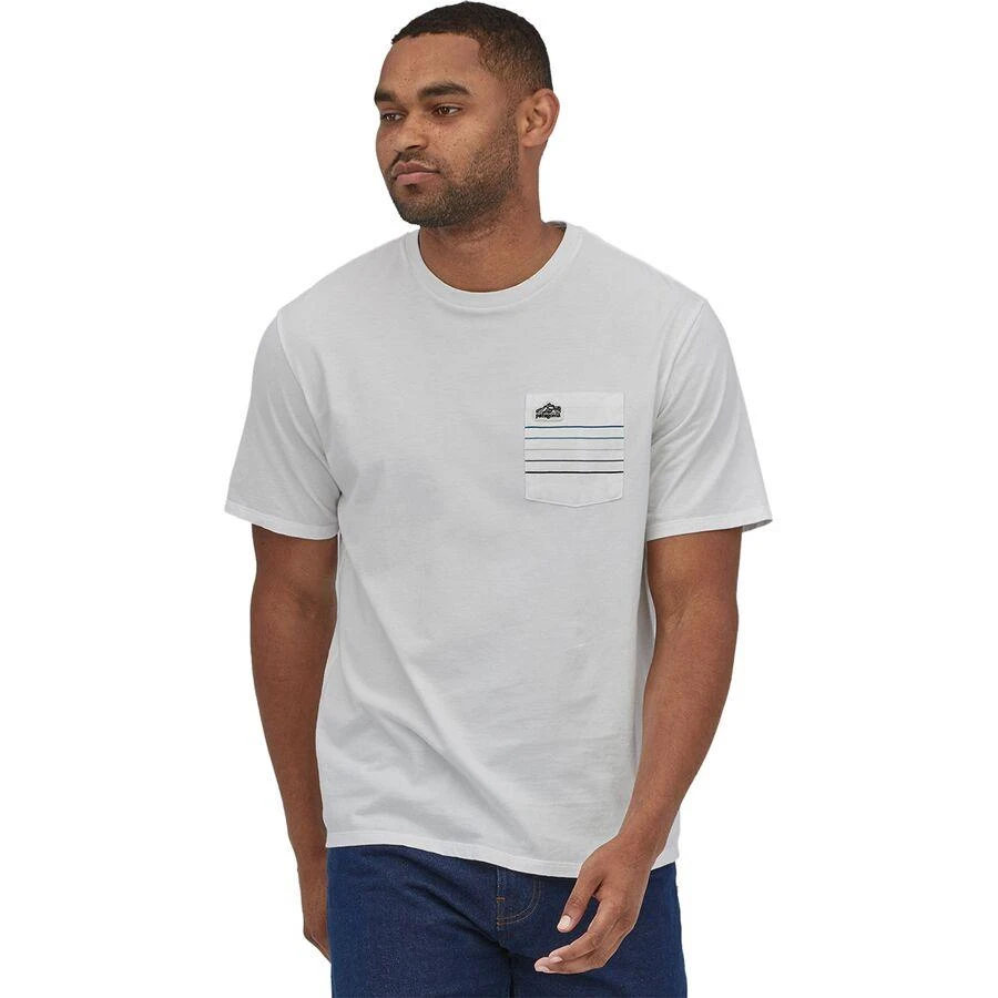 商品Patagonia|Line Logo Ridge Stripe Organic Pocket T-Shirt - Men's,价格¥173,第1张图片详细描述