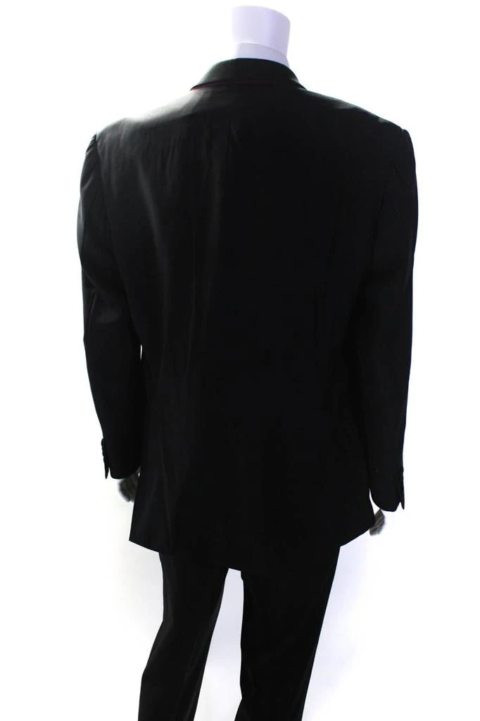 Mens Single Button Satin Trim Pleated Tuxedo Suit Black Wool 商品