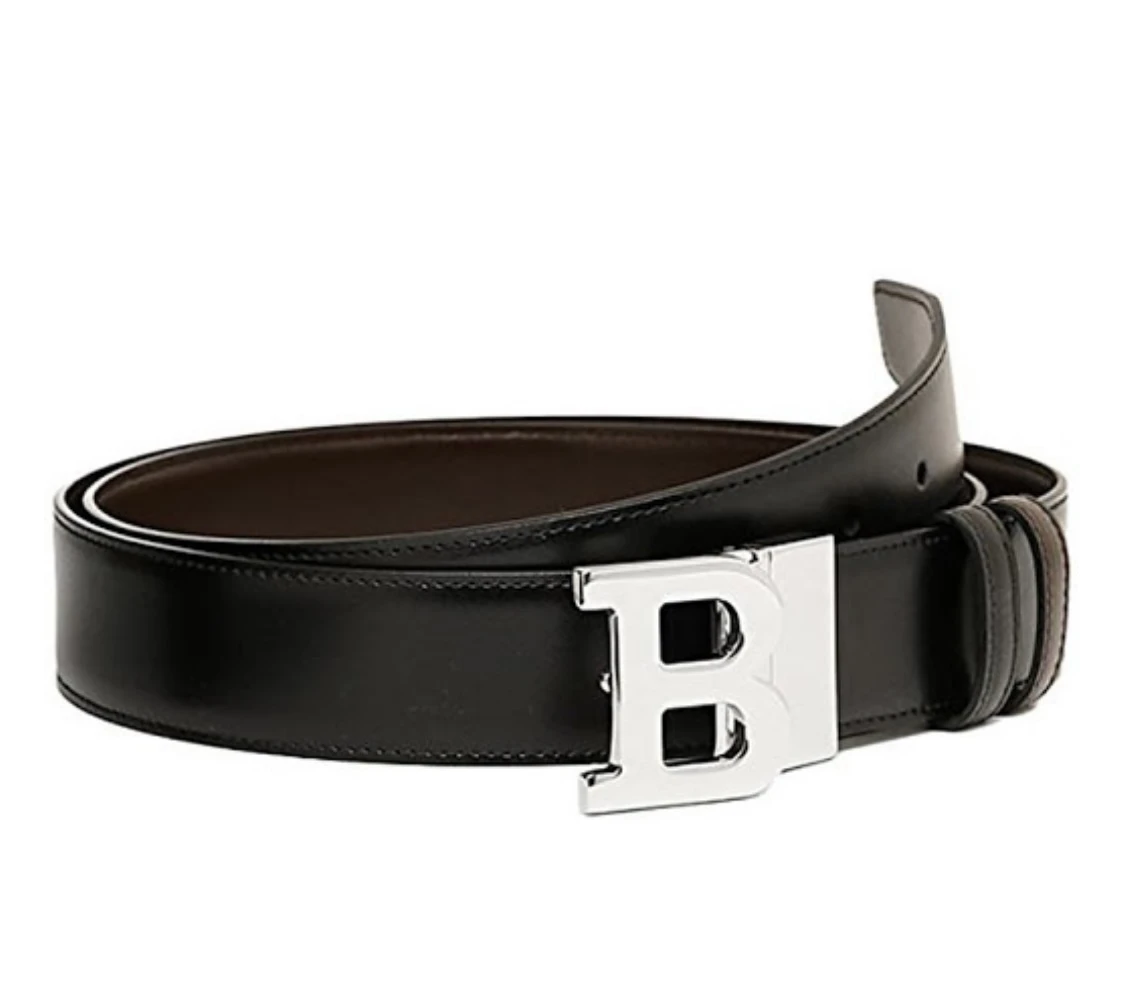 巴利 牛皮双面皮带腰带 男款黑色巧克力色 B BUCKLE 35 M-6193208 商品