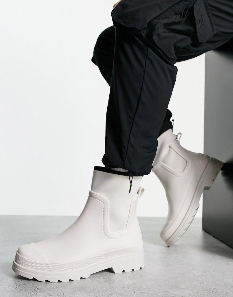 ASOS DESIGN wellington boot in white with black tape detail商品第1张图片规格展示