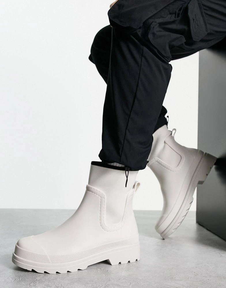 商品ASOS|ASOS DESIGN wellington boot in white with black tape detail,价格¥246,第1张图片