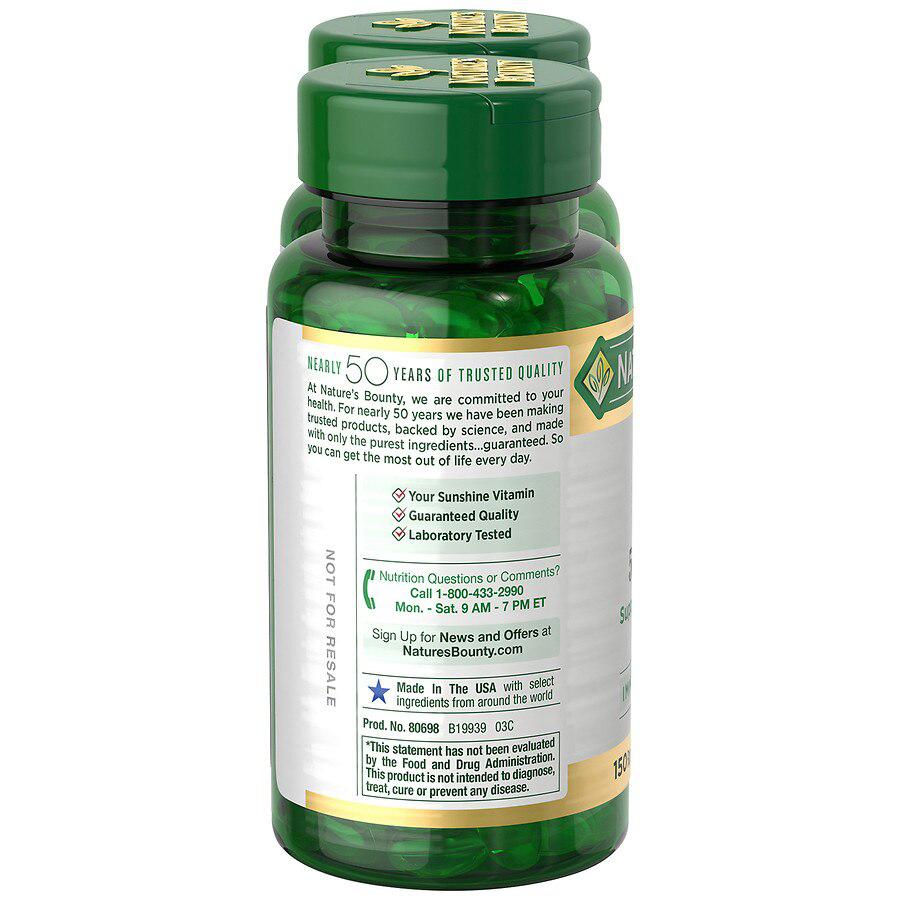 Vitamin D3 2000 IU Softgels, Twin Pack商品第3张图片规格展示