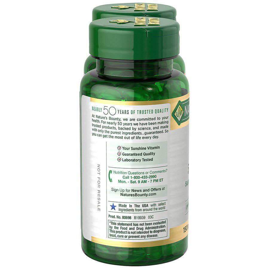 商品Nature's Bounty|Vitamin D3 2000 IU Softgels, Twin Pack,价格¥187,第5张图片详细描述