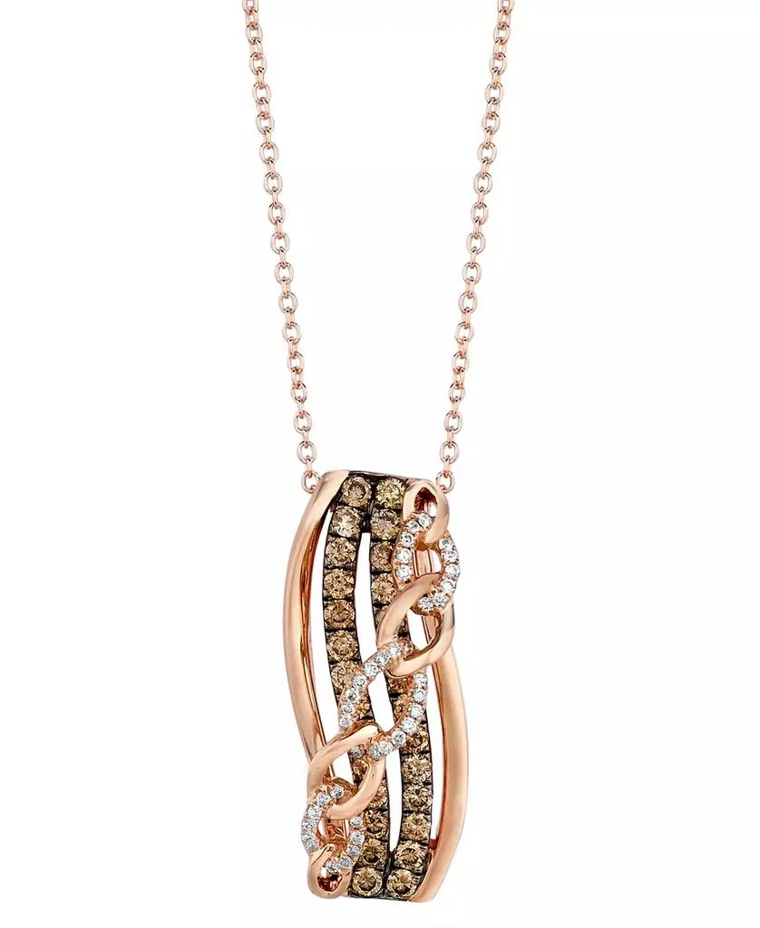 商品Le Vian|Chocolatier® Diamond Crossover Multi-Row 18" Pendant Necklace (5/8 ct. t.w.) in 14k Rose Gold,价格¥6549,第1张图片