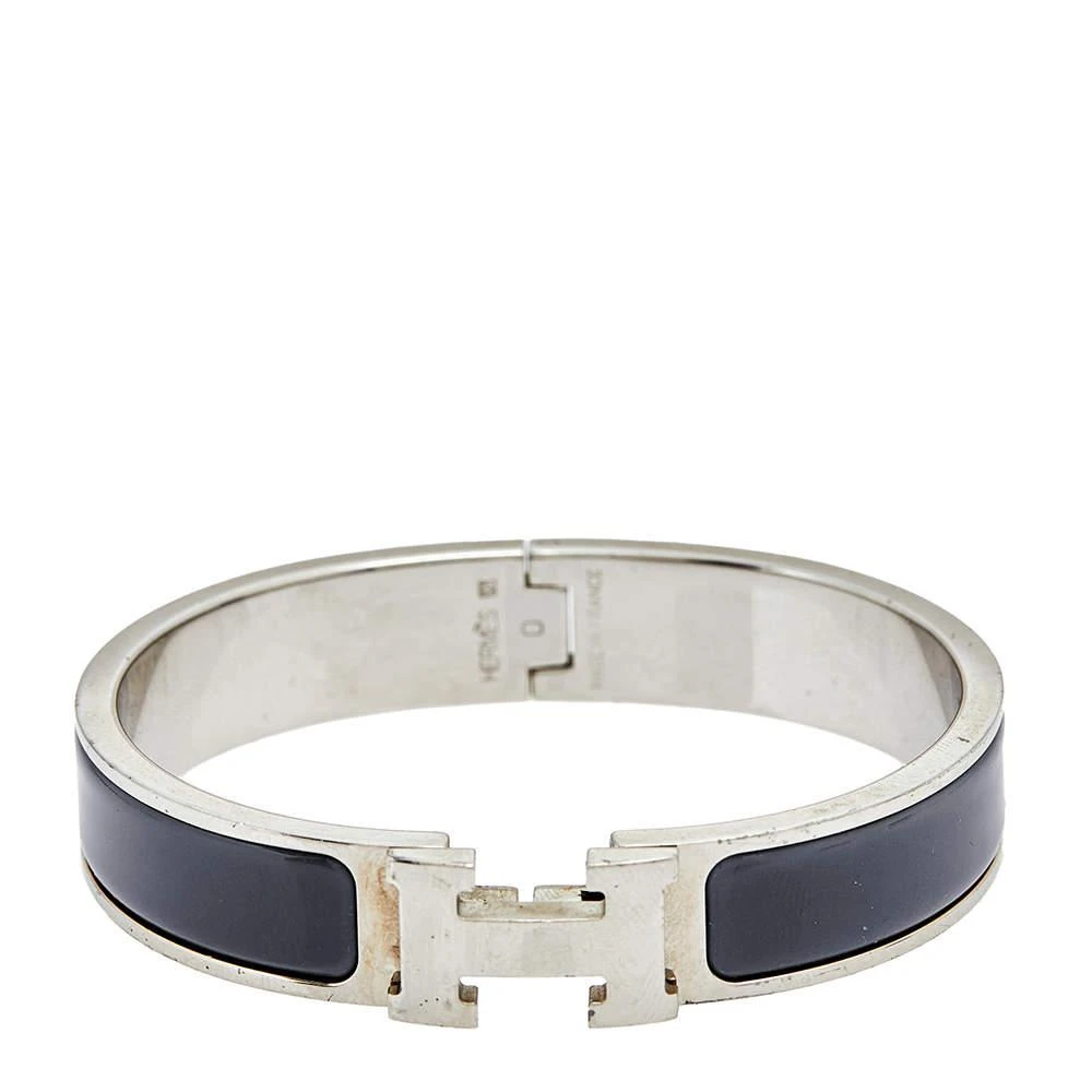 商品[二手商品] Hermes| Hermes Clic H Narrow Grey Enamel Palladium Plated Bracelet PM,价格¥1722,第1张图片