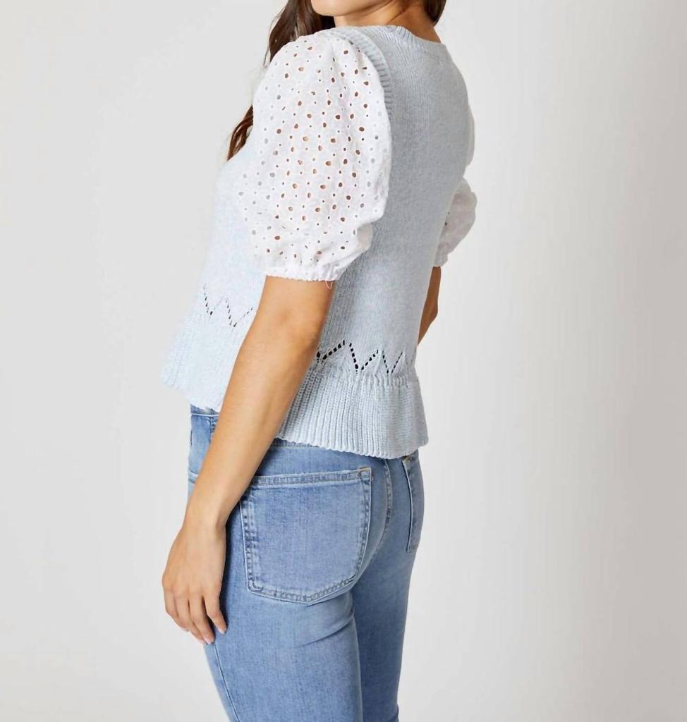 商品Design History|Mixed Media Sweater In Blue/white,价格¥601,第2张图片详细描述