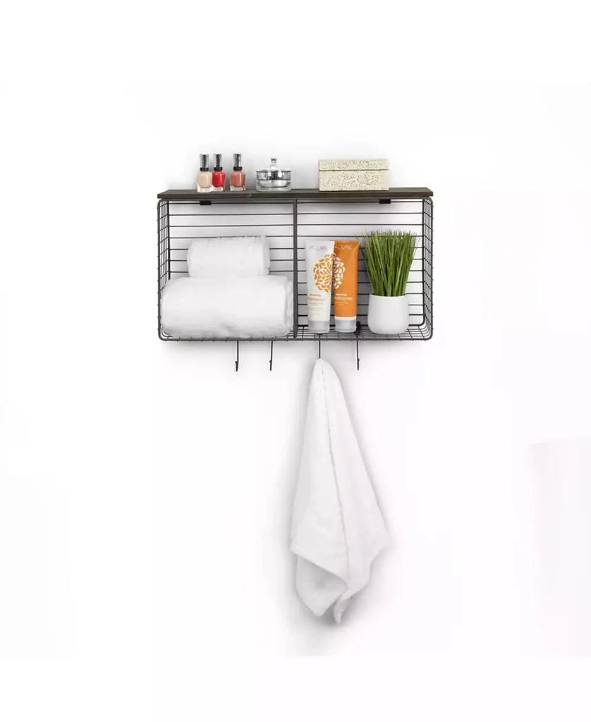 商品Spectrum|Vintage-like Living Wall Mount Cube Hook Station with Wood Shelf,价格¥623,第5张图片详细描述