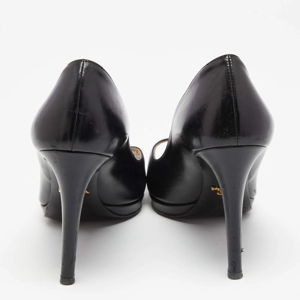 商品[二手商品] Prada|Prada Black Leather Peep Toe Pumps Size 37,价格¥1060,第5张图片详细描述