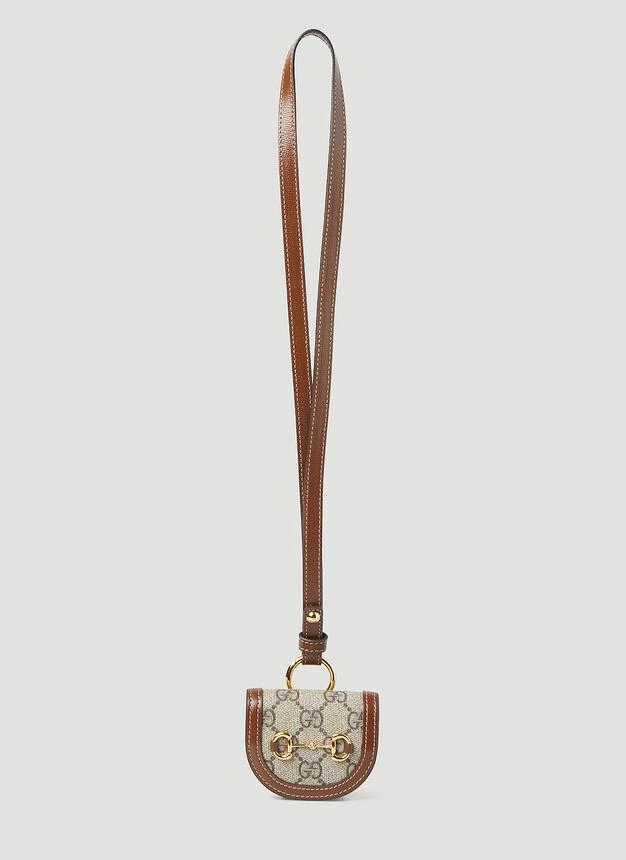 商品Gucci|Supreme Horsebit 1955 AirPods Holder in Brown,价格¥4302,第1张图片