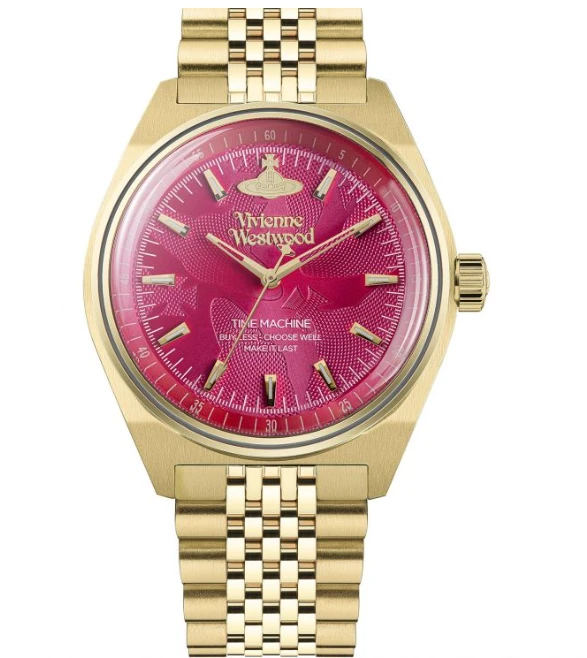 商品Vivienne Westwood|Ladies Vivienne Westwood Lady Sydenham Quartz Watch with Hot Pink Dial & Gold Stainless Steel Bracelet  VV251RRGD,价格¥2965,第1张图片