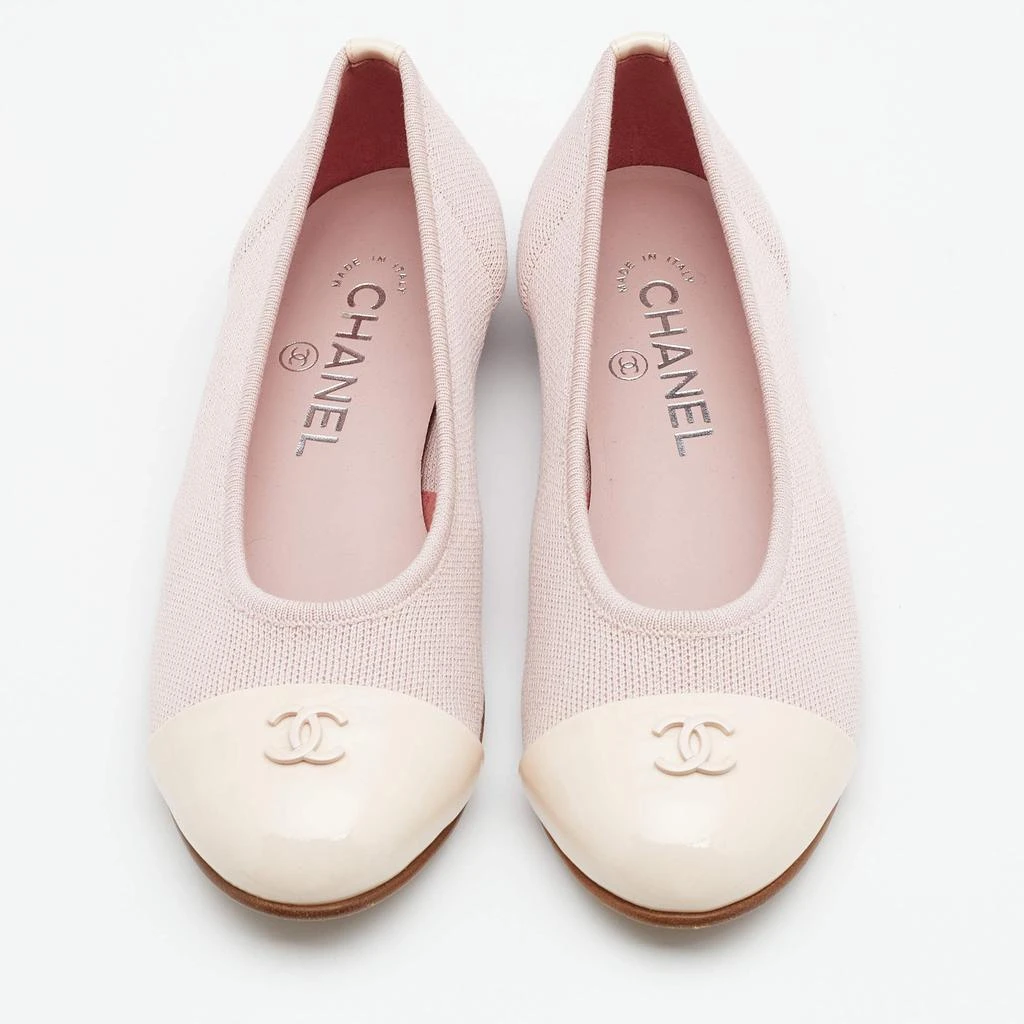 商品[二手商品] Chanel|Chanel Pink Knit Fabric and Patent Leather CC Cap Toe Ballet Flats Size 36,价格¥4254,第3张图片详细描述