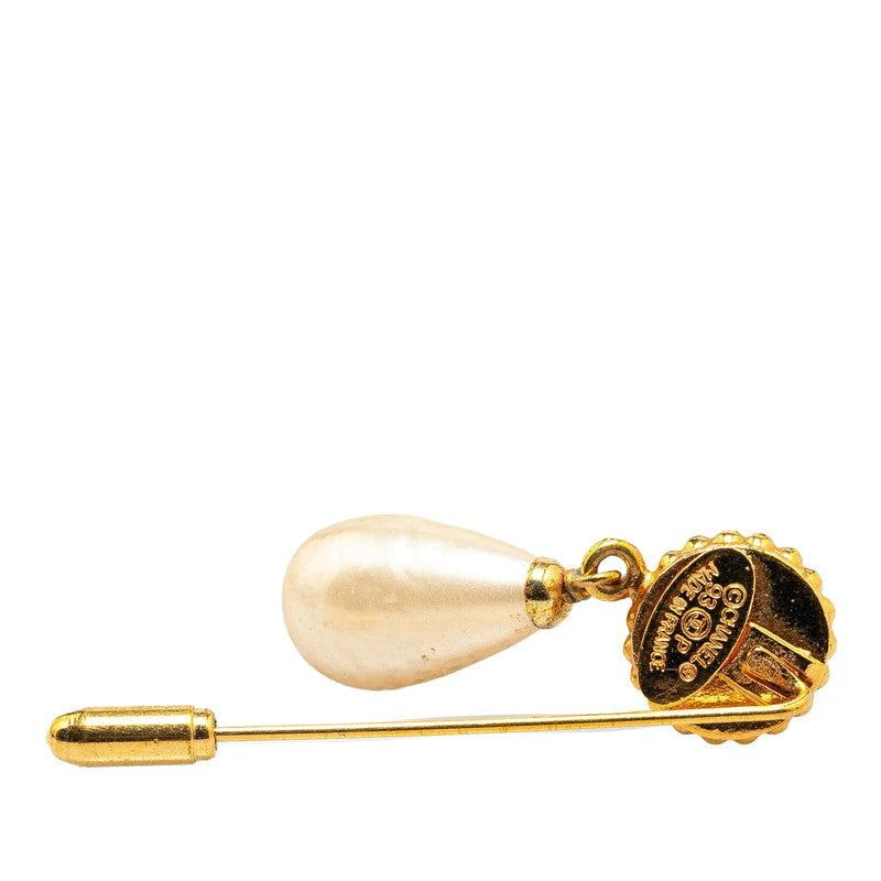 商品[二手商品] Chanel|Clover Motif Faux Pearl Brooch Gold Plated,价格¥5472,第2张图片详细描述