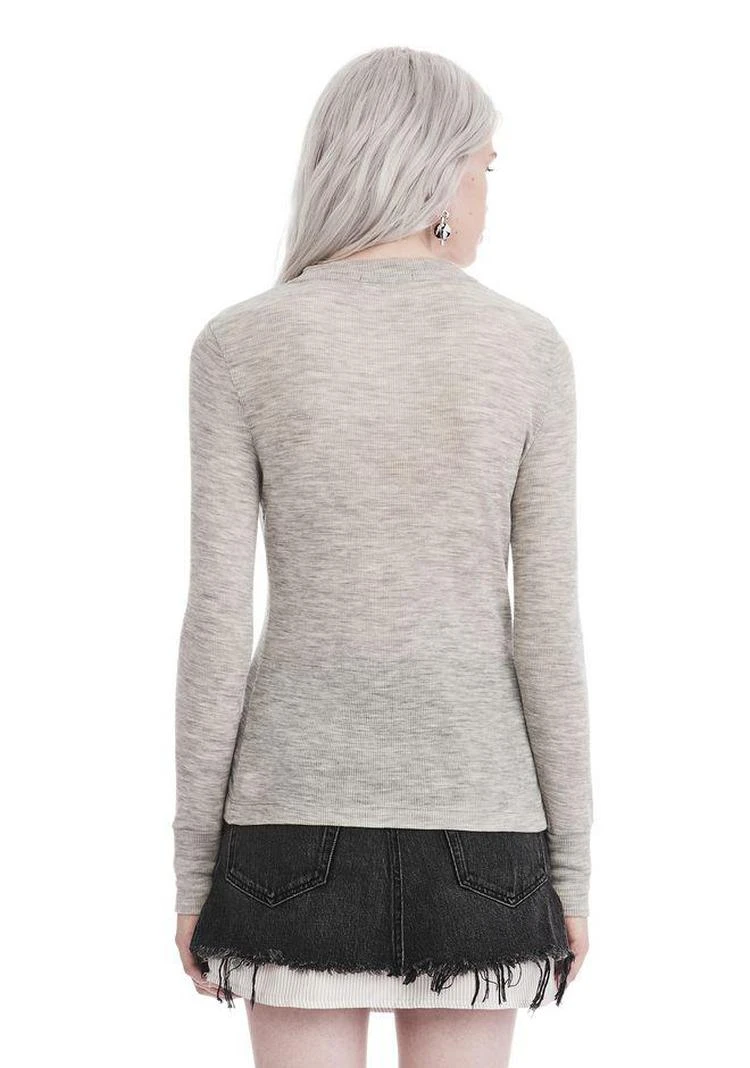 商品Alexander Wang|LONG SLEEVE TOP WITH ZIP HALF PLACKET,价格¥929,第2张图片详细描述