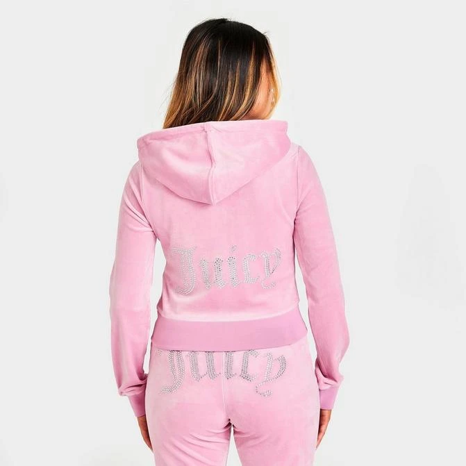 商品Juicy Couture|Women's Juicy Couture OG Big Bling Velour Zip-Up Hoodie,价格¥667,第1张图片