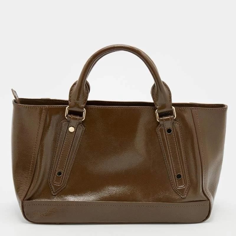 商品[二手商品] Burberry|Burberry Brown Patent Leather Somerford Convertible Tote,价格¥2305,第4张图片详细描述