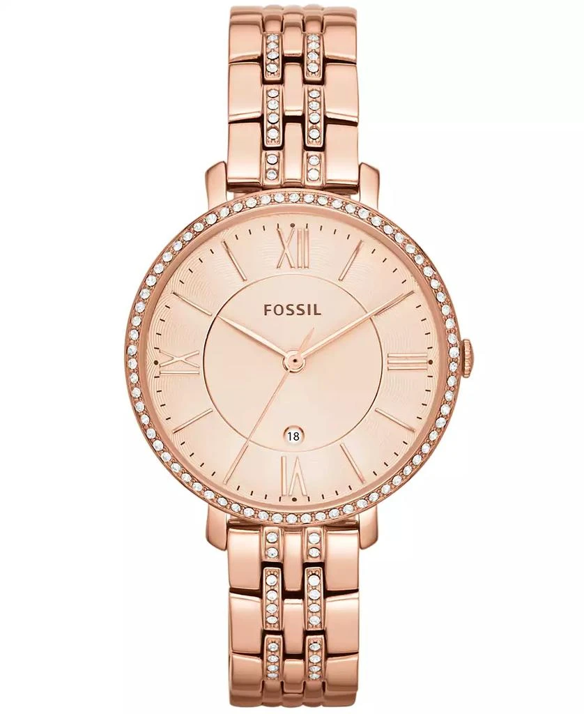 商品Fossil|Women's Jacqueline Rose Gold-Tone Stainless Steel Bracelet Watch 36mm ES3546,价格¥1189,第1张图片