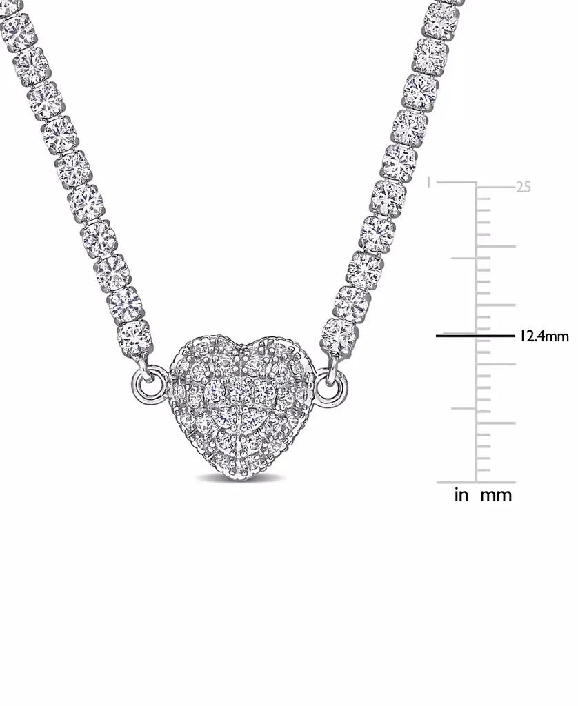 商品Macy's|Lab-Created Ruby (13 ct. t.w.) & Lab Created White Sapphire (1-1/4 ct. t.w.) Heart 17" Pendant Necklace in Sterling Silver,价格¥1709,第4张图片详细描述