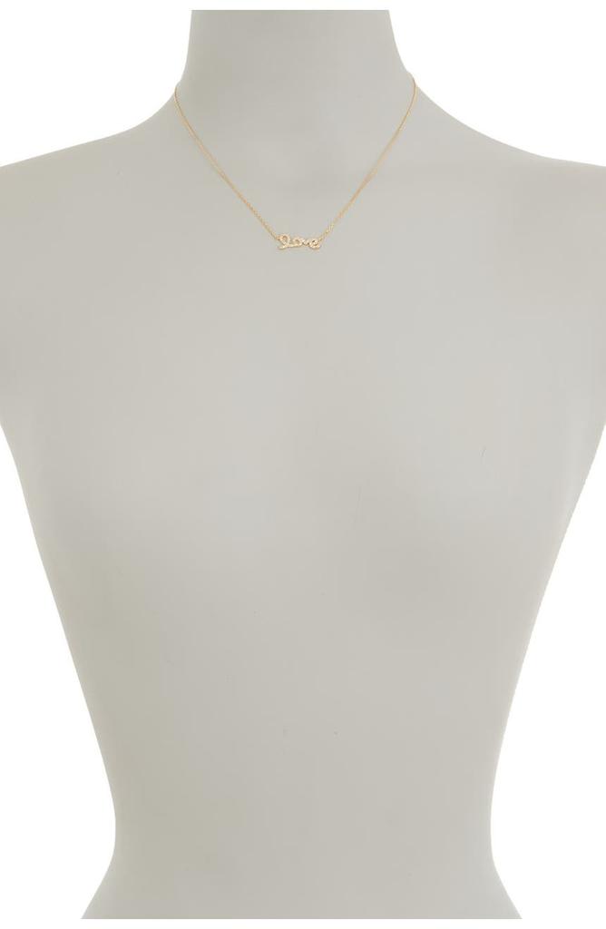 14K Yellow Gold Plated Swarovski Crystal Cursive Love Necklace商品第2张图片规格展示