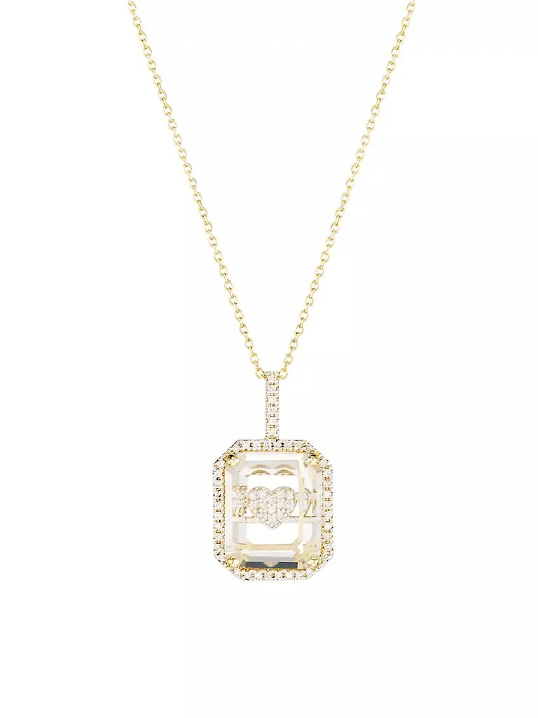 商品MATEO|14K Yellow Gold, Crystal Quartz &amp; Diamond Heart Pendant Necklace,价格¥16797,第1张图片