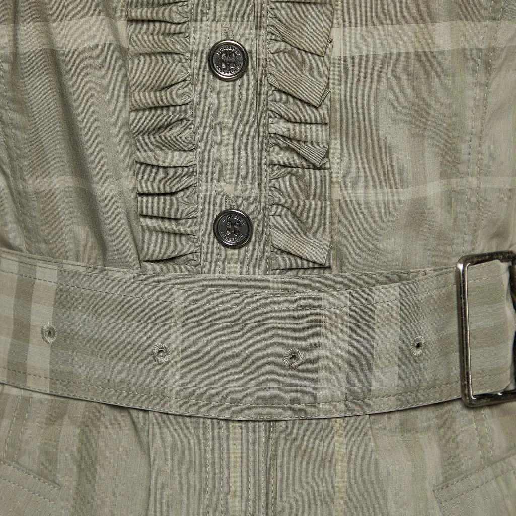 商品[二手商品] Burberry|Burberry Grey Checked Cotton Blend Ruffled Detail Belted Shirt Dress S,价格¥2690,第3张图片详细描述