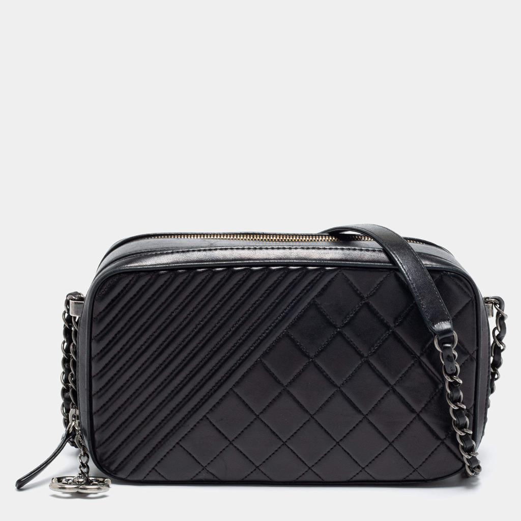 商品[二手商品] Chanel|Chanel Black Quilted Leather Coco Boy Camera Case Bag,价格¥13663,第1张图片