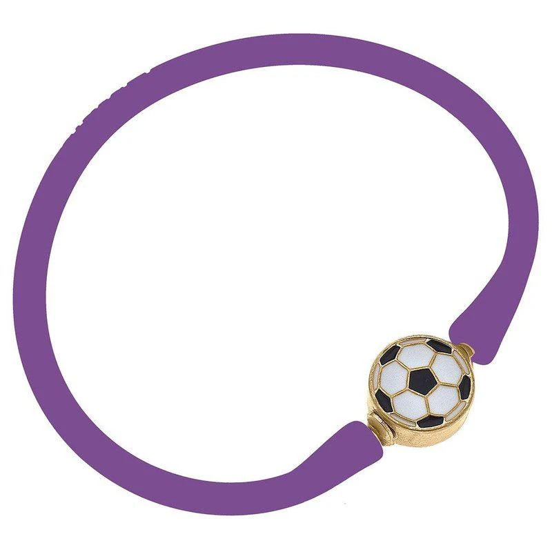 商品Canvas Style|Enamel Soccer Ball Silicone Bali Bracelet In Purple,价格¥210,第1张图片