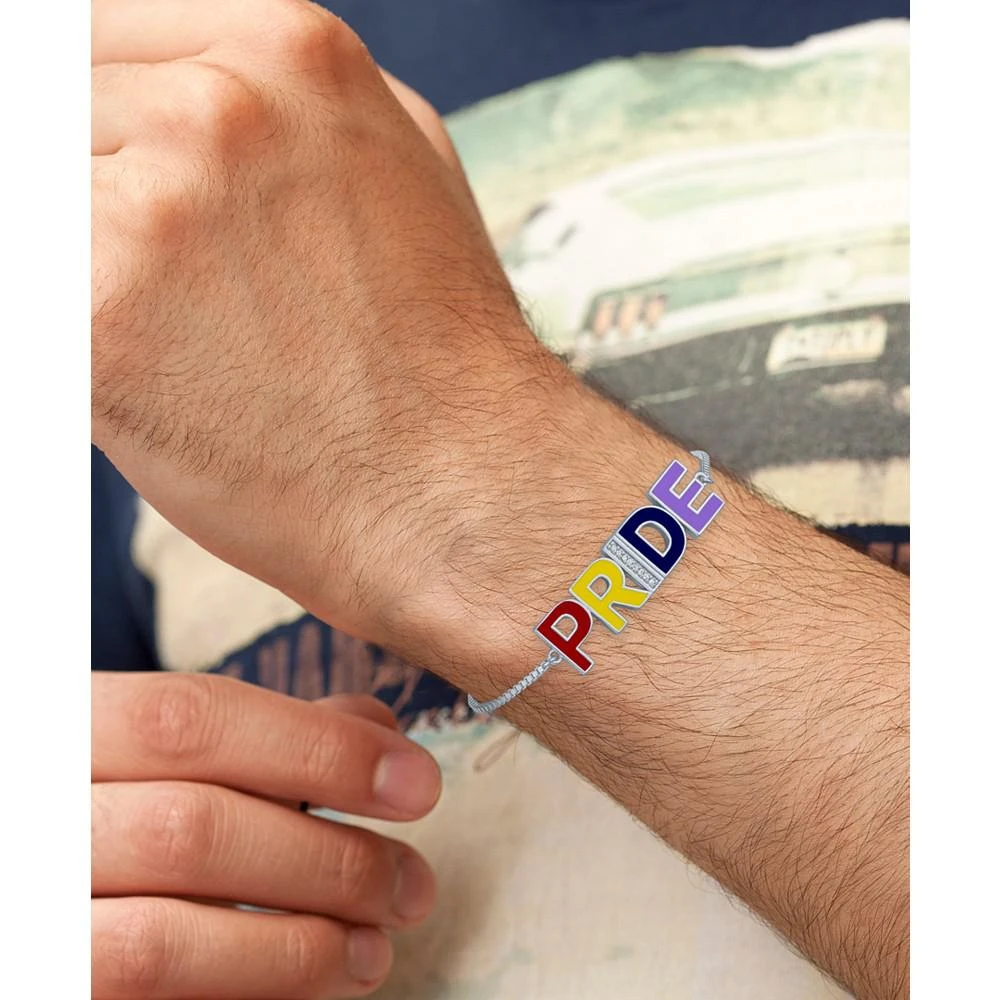 Diamond Accent Rainbow PRIDE Bolo Bracelet in Sterling Silver 商品