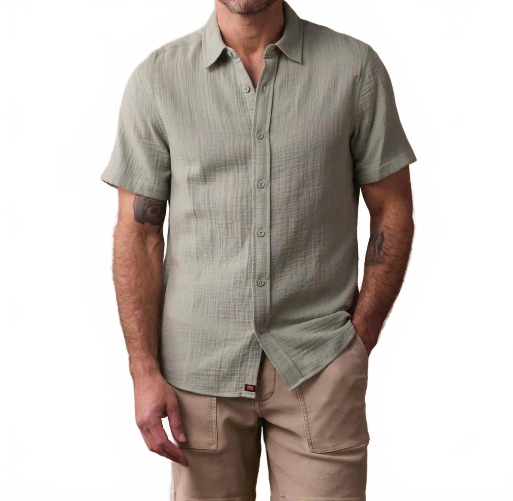 Chemise boutonnée à manches courtes Kalo couleur genévrier image 2
