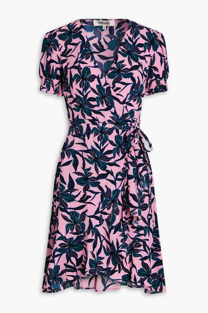 商品Diane von Furstenberg|Emilia floral-print crepe mini wrap dress,价格¥1275,第1张图片