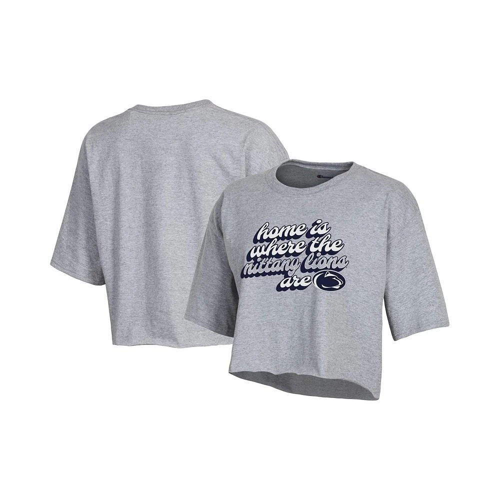 商品CHAMPION|Women's Gray Penn State Nittany Lions Boyfriend Cropped T-shirt,价格¥222,第1张图片