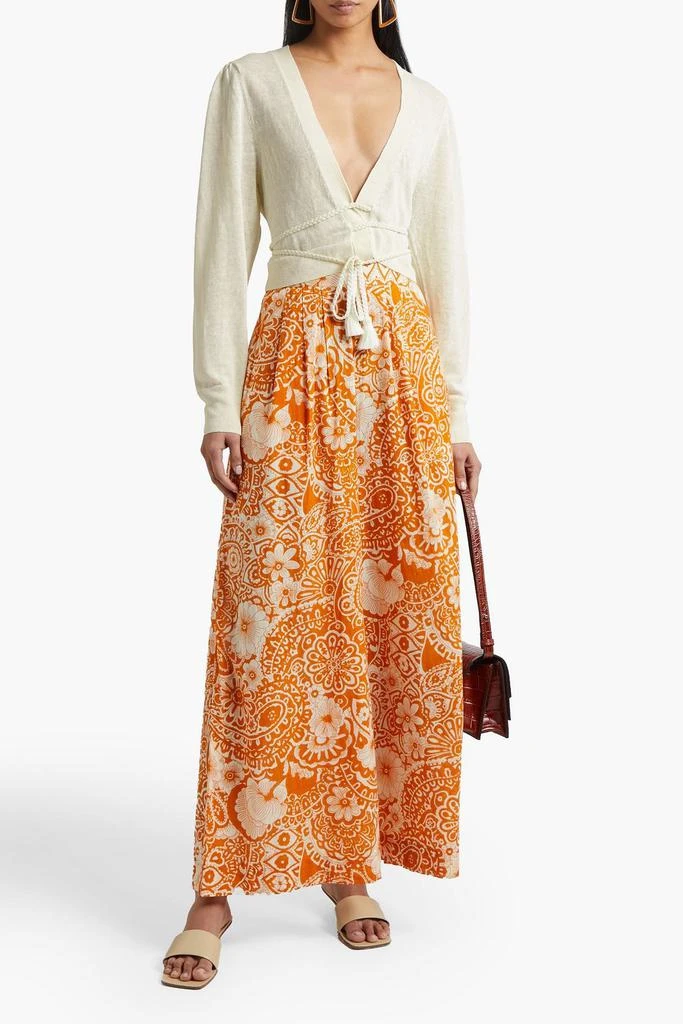 商品VANESSA BRUNO|Pleated floral-print cotton-voile wide-leg pants,价格¥510,第4张图片详细描述