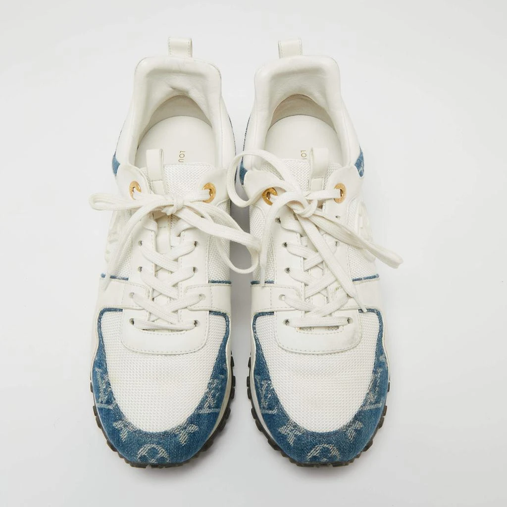 商品[二手商品] Louis Vuitton|Louis Vuitton  Blue/White Leather And Mesh  Run Away  Sneakers Size 38.5,价格¥5344,第3张图片详细描述