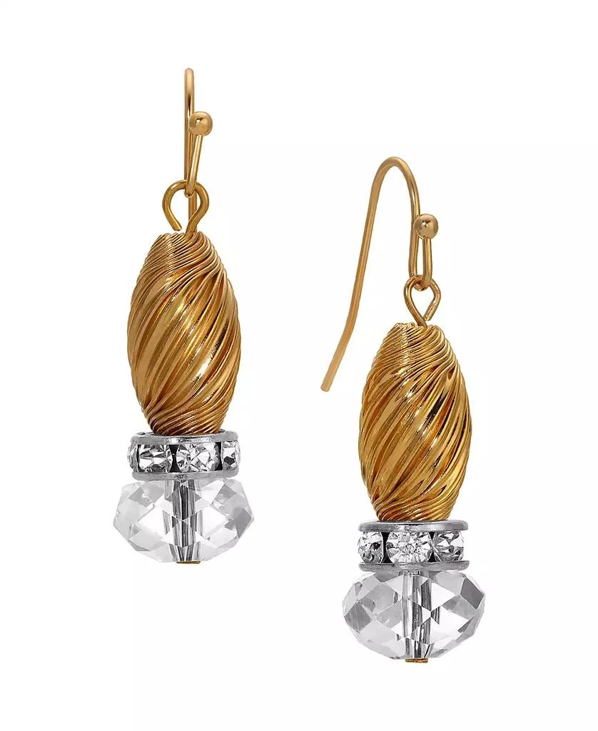 商品2028|Crystal Accent Twisted Bead Drop Earrings,价格¥216,第1张图片