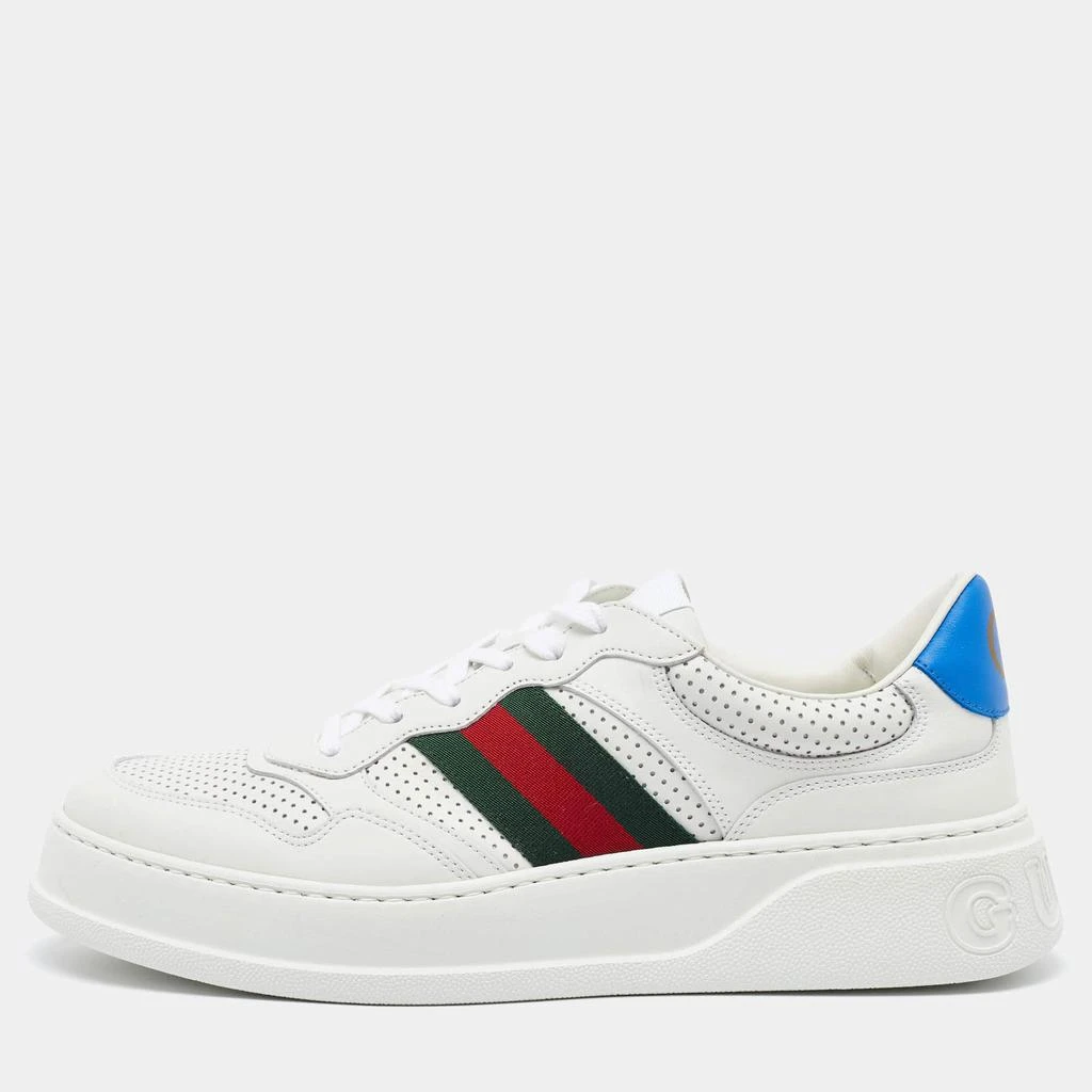 商品Gucci|Gucci White Leather Web Trainer Low Top Sneakers Size 45,价格¥4536,第1张图片