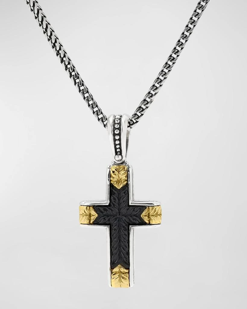 商品Konstantino|Men's Two-Tone Black Onyx Cross Pendant,价格¥11150,第1张图片