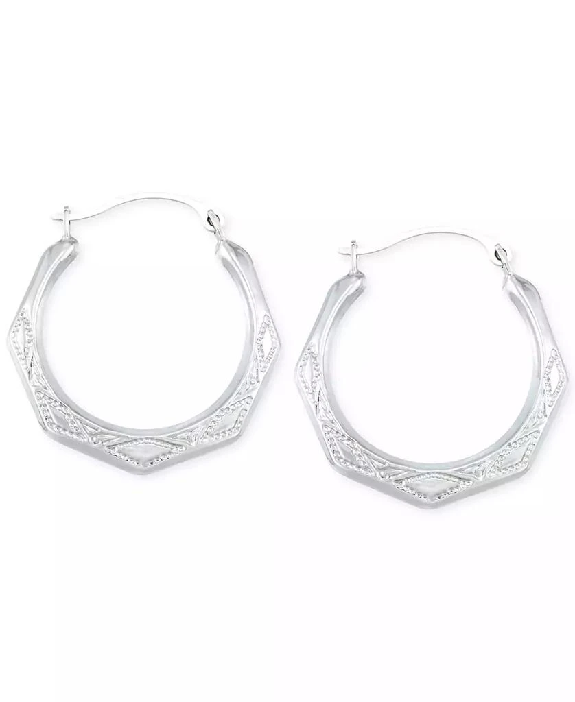 商品Macy's|Etched Hoop Earrings in 10k White Gold,价格¥3505,第1张图片