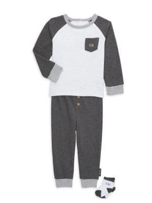 商品Calvin Klein|Baby Boy's 3-Piece Tee, Pants & Socks Set,价格¥204,第1张图片