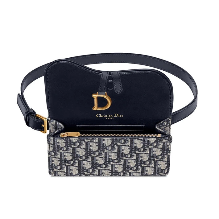 商品Dior|【预售3-7天】DIOR/迪奥  女士Saddle蓝色Dior Oblique提花帆布马鞍腰包 S5619CTZQ_M928,价格¥9325,第5张图片详细描述