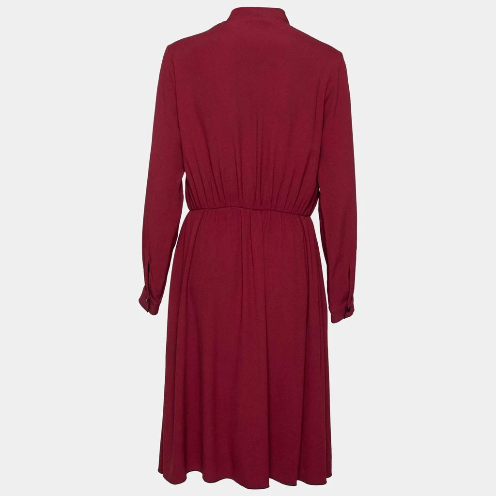 商品[二手商品] Weekend Max Mara|Weekend Max Mara Burgundy Crepe Bow Tie Neck Pleated Dress M,价格¥1059,第2张图片详细描述