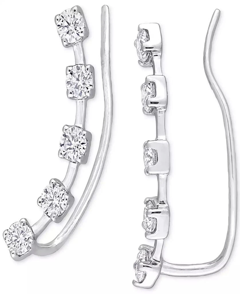 商品Macy's|Moissanite Curved Crawler Charm Earrings 5/8 ct. t.w in 10K White Gold,价格¥2355,第3张图片详细描述